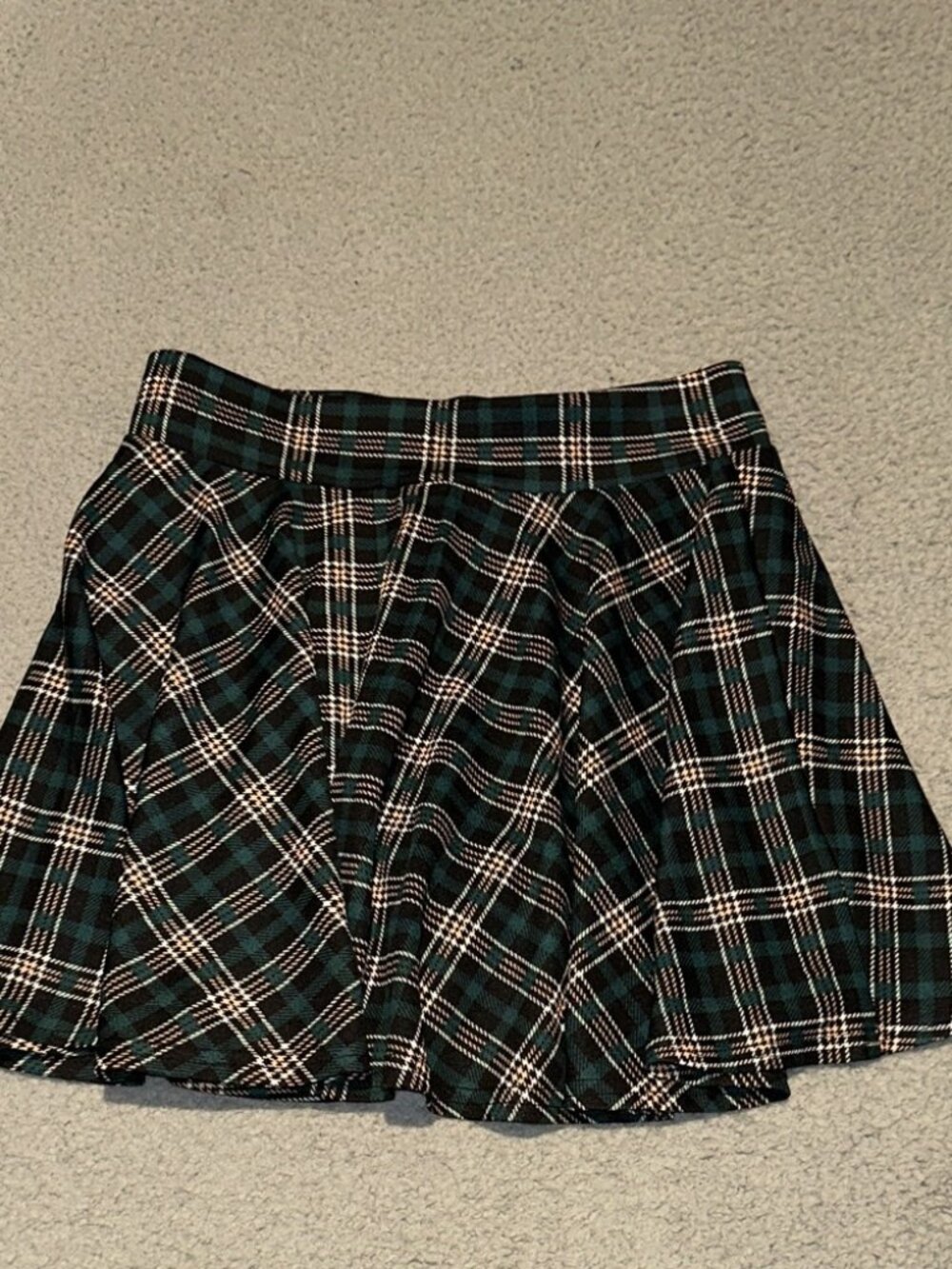 Dark Green Plaid Pleated Mini Skirt